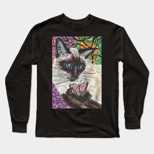 Siamese cat butterfly Long Sleeve T-Shirt